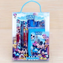Kids' Mickey Mouse stationery set bag with pencils and notebook, front view