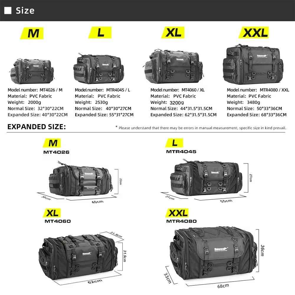 Huitich Motorcycle Rear Seat Bag Waterproof 19L - 80L - Mumzar