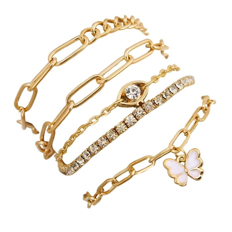 Huitich Multi Layered Gold Chain Bracelet Set with Charms - Mumzar