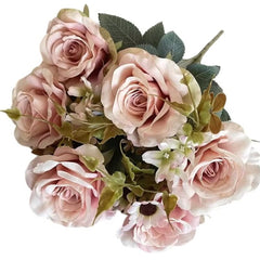 Huitich Pink Artificial Flower Bouquet Elegant Roses - Mumzar