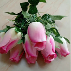 Huitich Pink Artificial Rose Buds Realistic Flower Decor - Mumzar