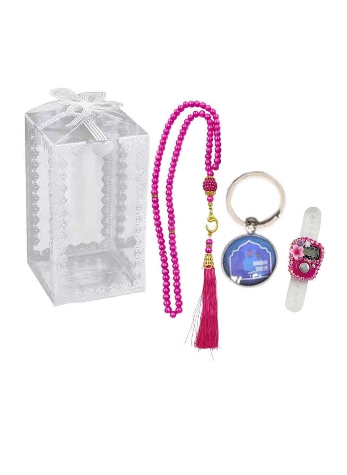 Huitich Pink Islamic Gift Set with Digital Tasbeeh Counter - Mumzar