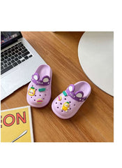 Huitich Purple Kids Clogs with Cute Cartoon Charms - Mumzar