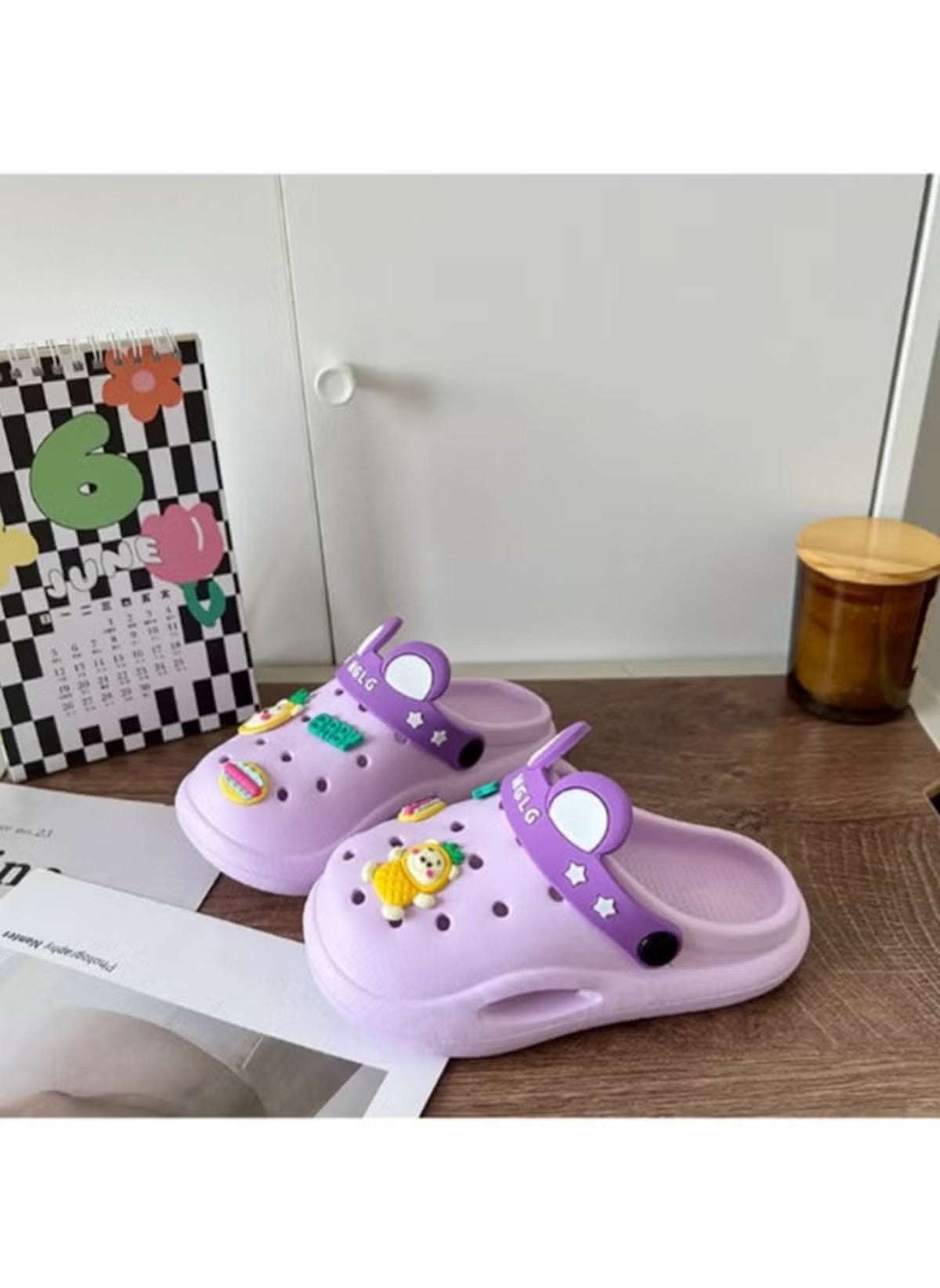 Huitich Purple Kids Clogs with Cute Cartoon Charms - Mumzar
