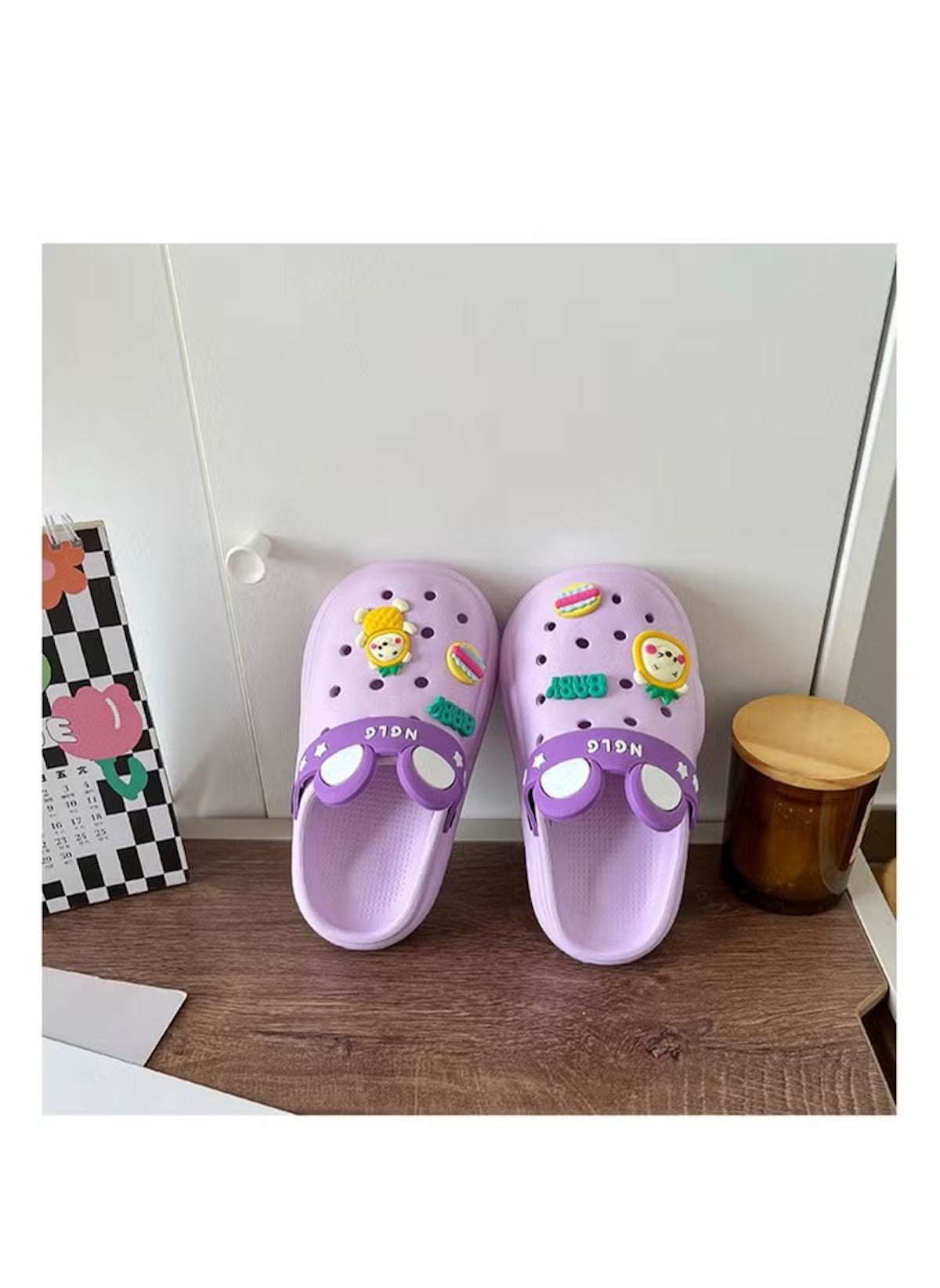 Huitich Purple Kids Clogs with Cute Cartoon Charms - Mumzar