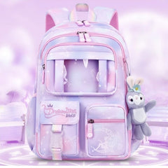 Huitich Purple School Bag for Kids with Plush Toy - Mumzar