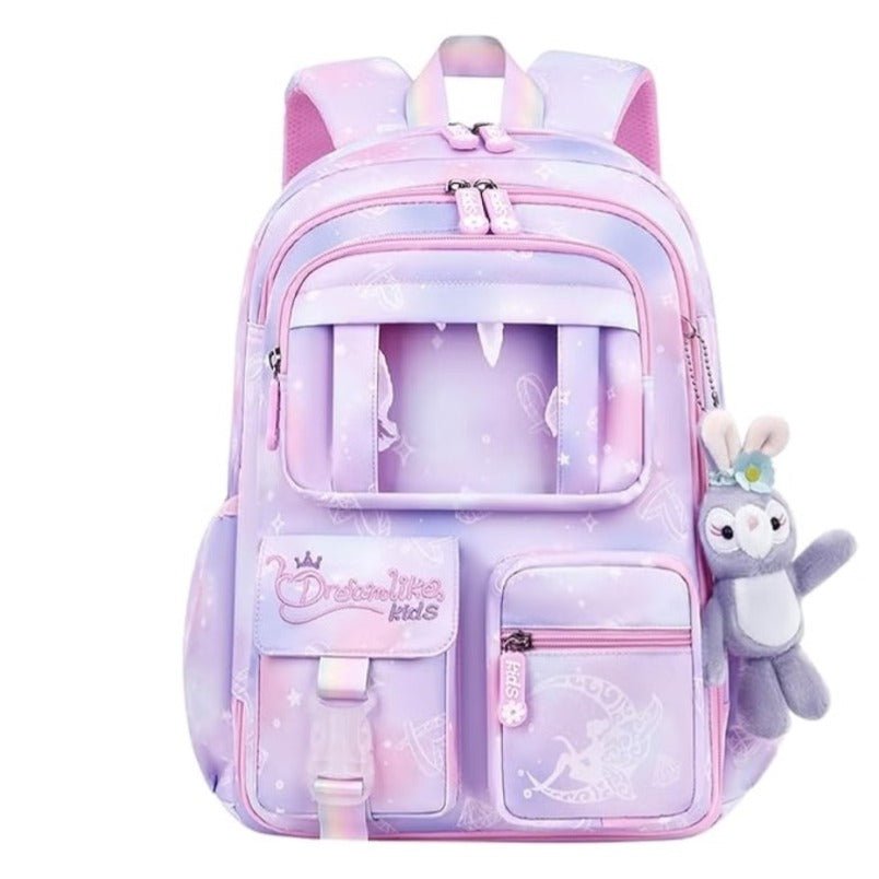 Huitich Purple School Bag for Kids with Plush Toy - Mumzar