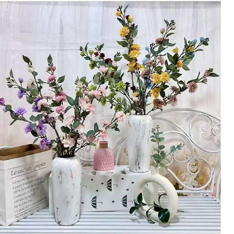 Huitich Red Artificial Flower Arrangement with Realistic Leaves - Mumzar