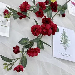 Huitich Red Artificial Flower Arrangement with Realistic Leaves - Mumzar