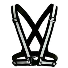 Black reflective safety harness belt with X back straps and front buckle