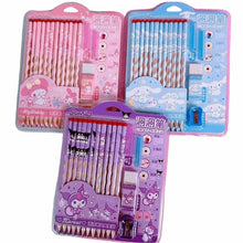 Pink Sanrio character pencil set with sharpener, blister pack