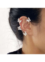 Huitich Silver Butterfly Wrap Earrings with Crystal Detail - Mumzar