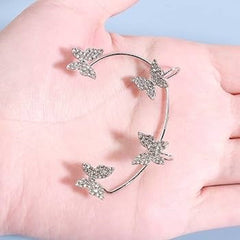 Huitich Silver Butterfly Wrap Earrings with Crystal Detail - Mumzar