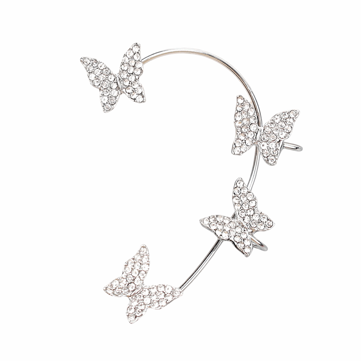 Huitich Silver Butterfly Wrap Earrings with Crystal Detail - Mumzar
