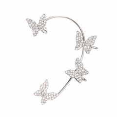 Huitich Silver Butterfly Wrap Earrings with Crystal Detail - Mumzar