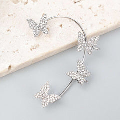 Huitich Silver Butterfly Wrap Earrings with Crystal Detail - Mumzar