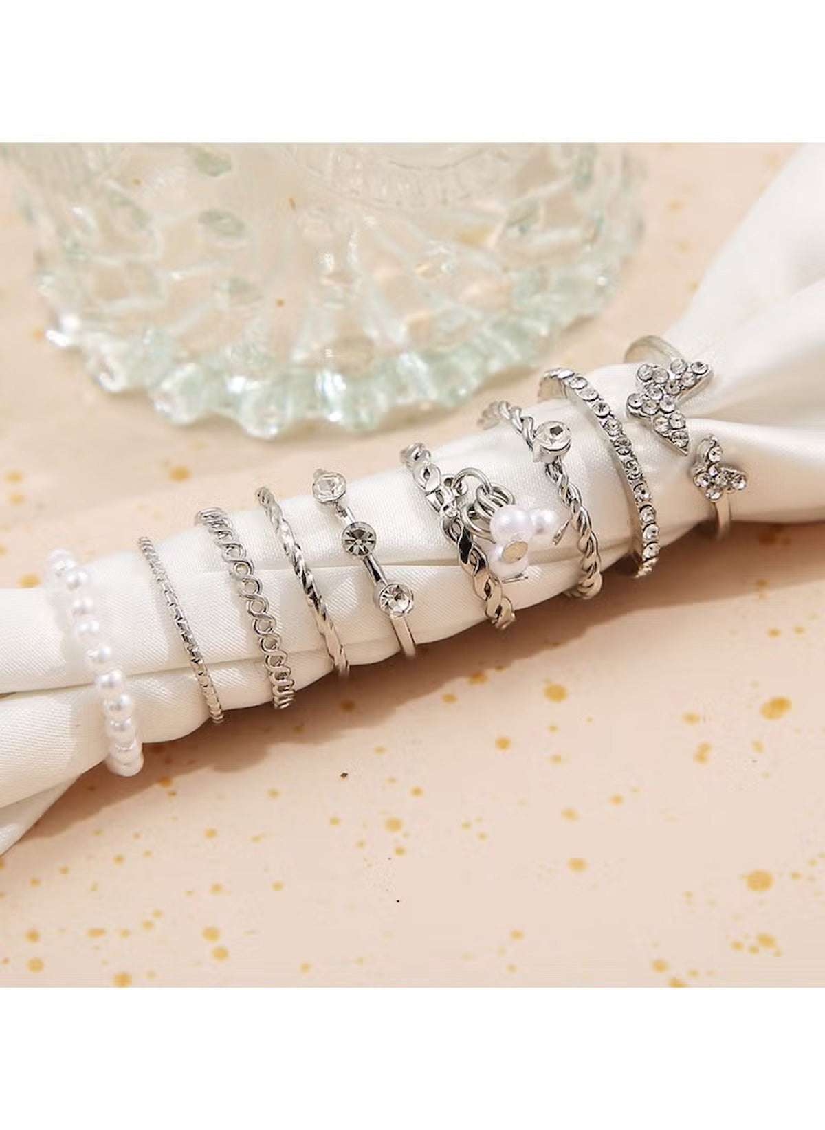 Huitich Silver Stackable Rings Set for Women 10 Pieces - Mumzar