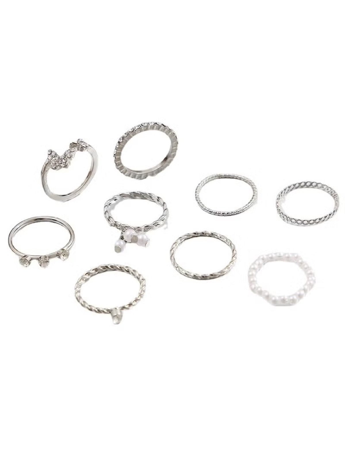 Huitich Silver Stackable Rings Set for Women 10 Pieces - Mumzar