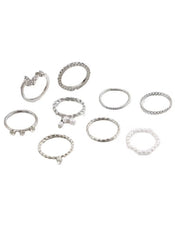 Huitich Silver Stackable Rings Set for Women 10 Pieces - Mumzar