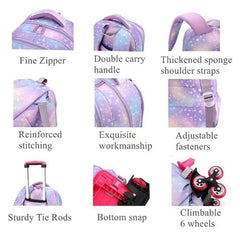 Huitich Six Wheel Trolley Backpack for Girls Pink - Mumzar