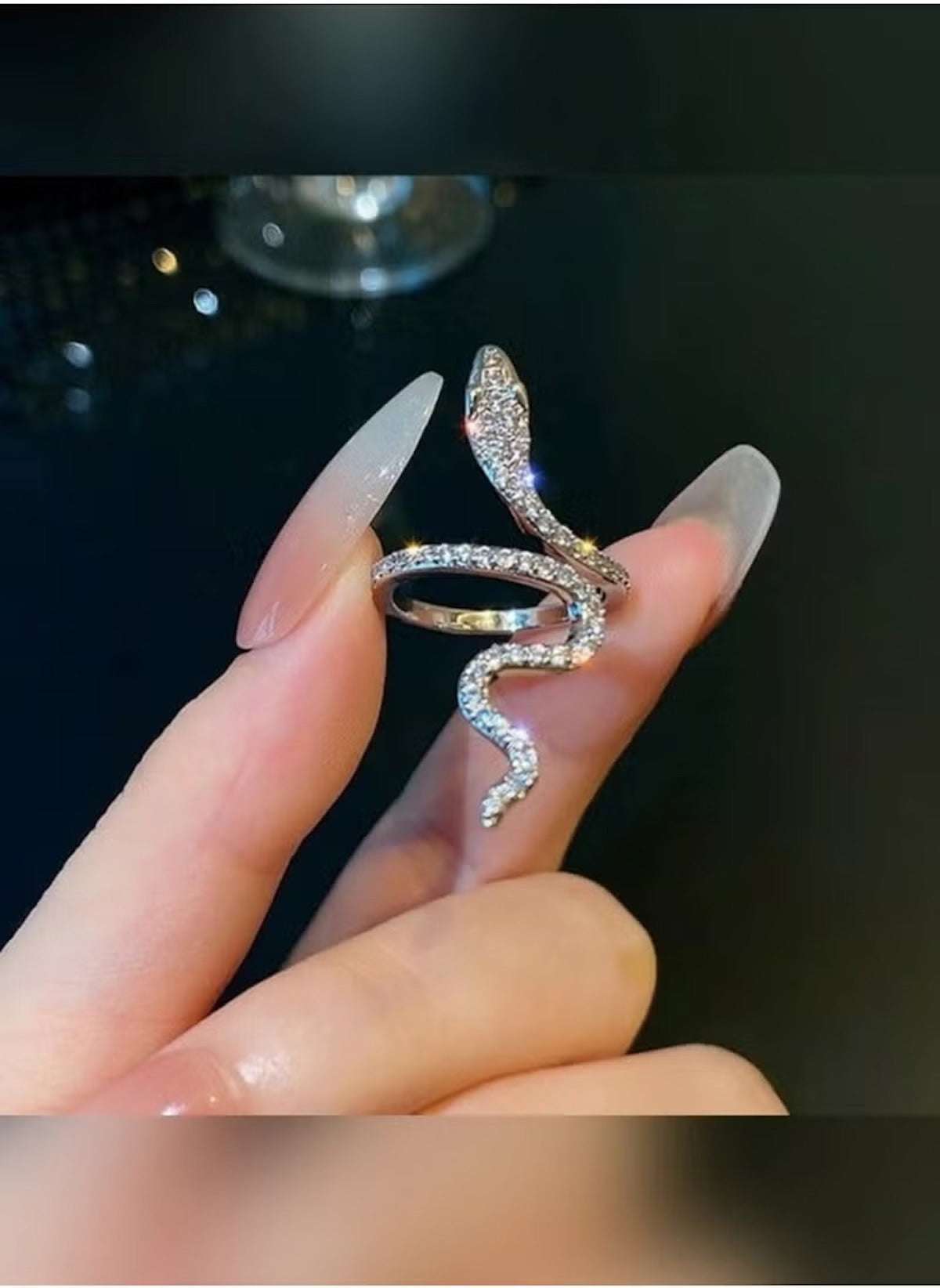 Huitich Snake Design Crystal Ring with Elegant Sparkle - Mumzar