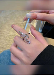 Huitich Snake Design Crystal Ring with Elegant Sparkle - Mumzar