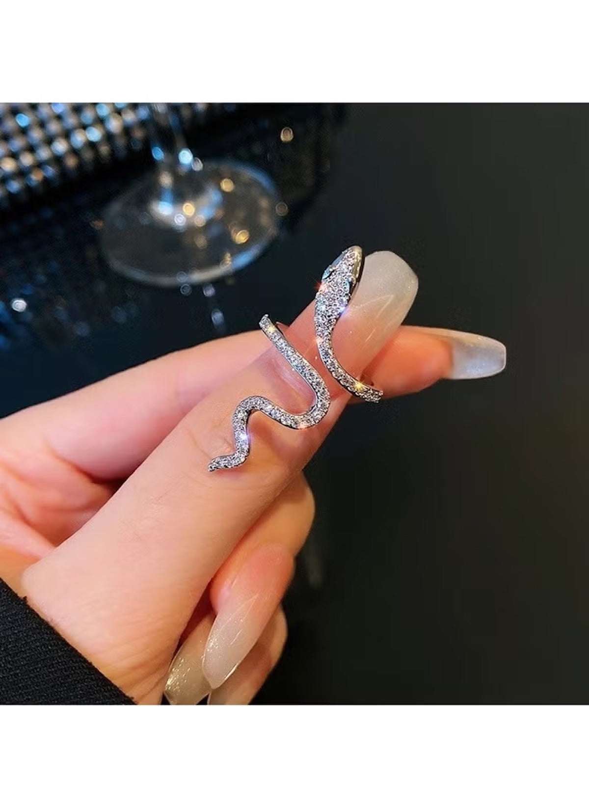 Huitich Snake Design Crystal Ring with Elegant Sparkle - Mumzar