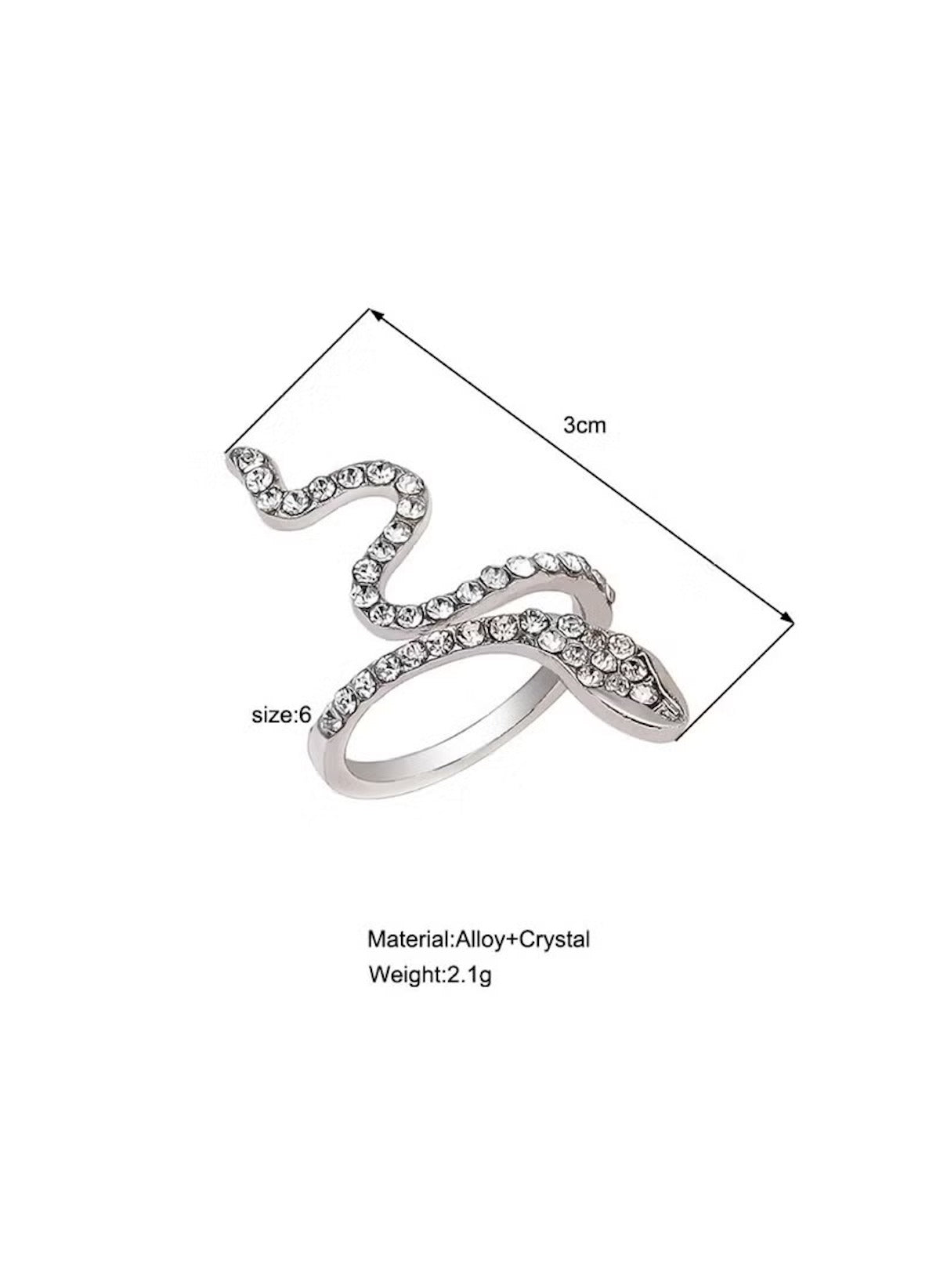 Huitich Snake Design Crystal Ring with Elegant Sparkle - Mumzar