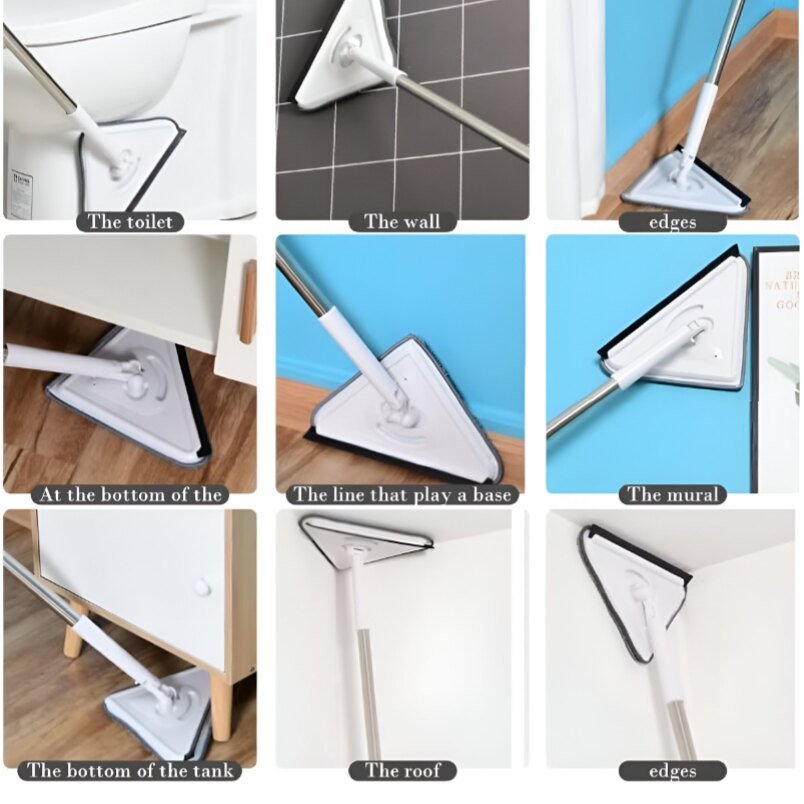Huitich Triangular Mop for Corners Wet Mop with Long Handle - Mumzar