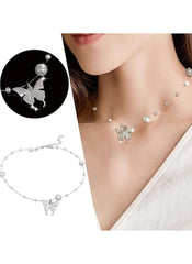 Huitich White Pearl Choker for Women with Butterfly Charm - Mumzar