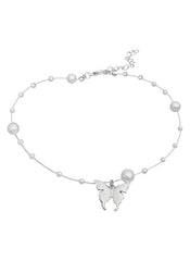 Huitich White Pearl Choker for Women with Butterfly Charm - Mumzar