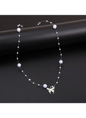 Huitich White Pearl Choker for Women with Butterfly Charm - Mumzar