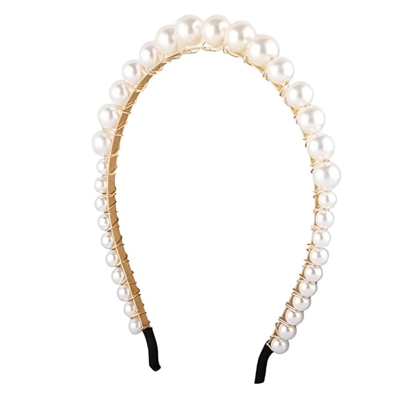 Huitich White Pearl Headband for Girls Elegant Accessory - Mumzar