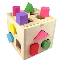 Huitich Wooden Shape Sorter Toy Educational Puzzle Cube - Mumzar