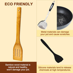 Huitich Wooden Spoons for Cooking 7 Piece Kitchen Utensil Set - Mumzar