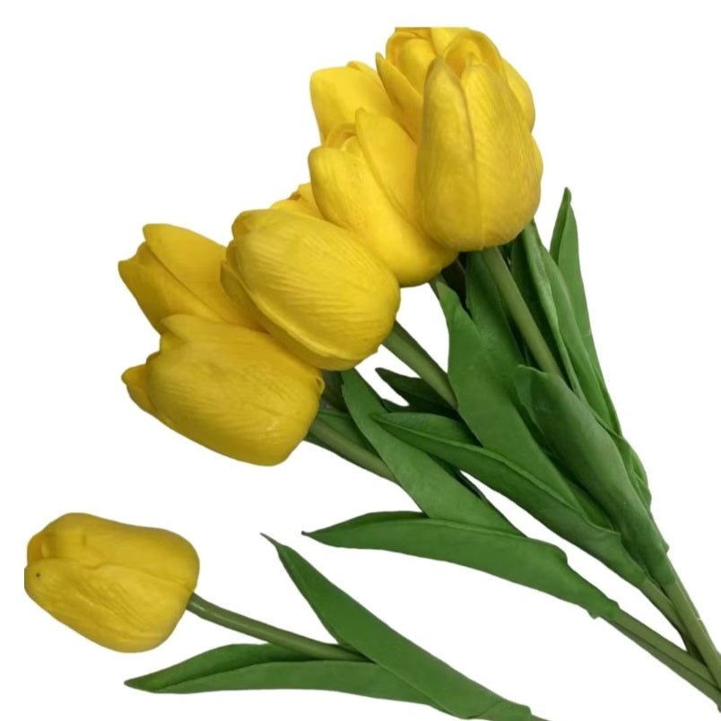 Huitich Yellow Artificial Tulip Decor - Realistic Flowers - Mumzar