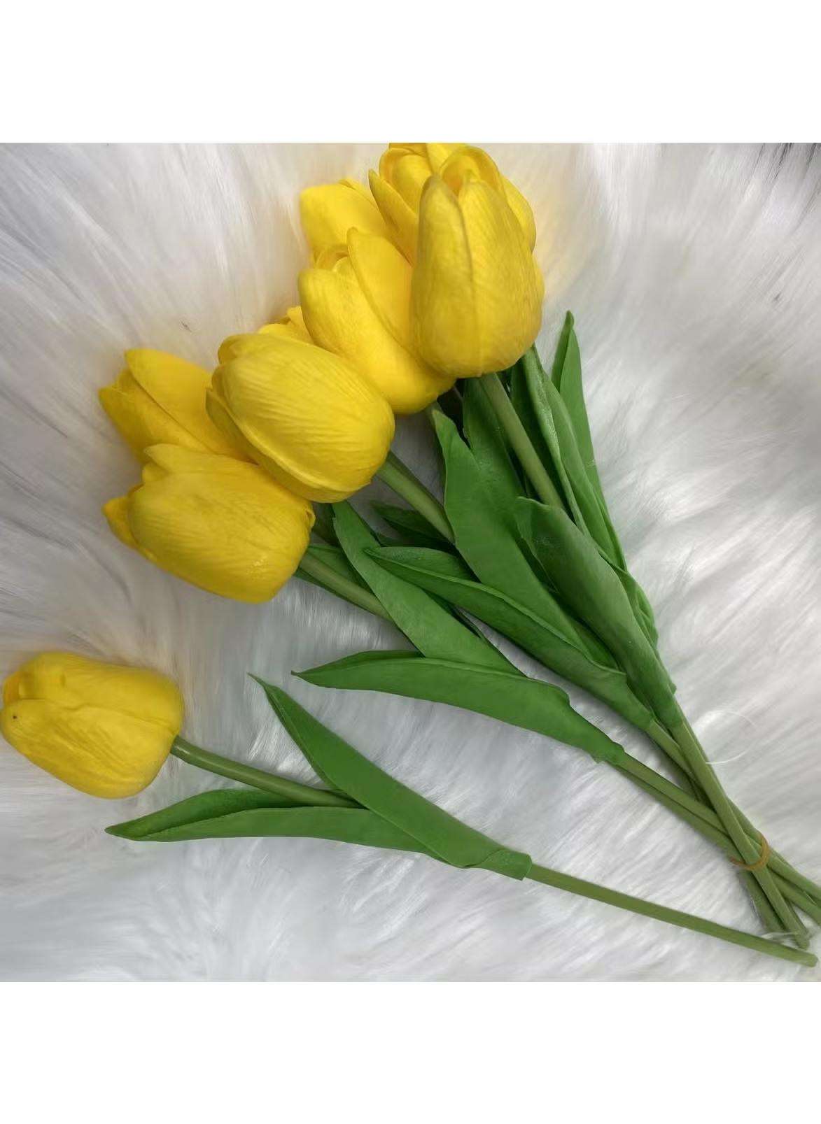 Huitich Yellow Artificial Tulip Decor - Realistic Flowers - Mumzar