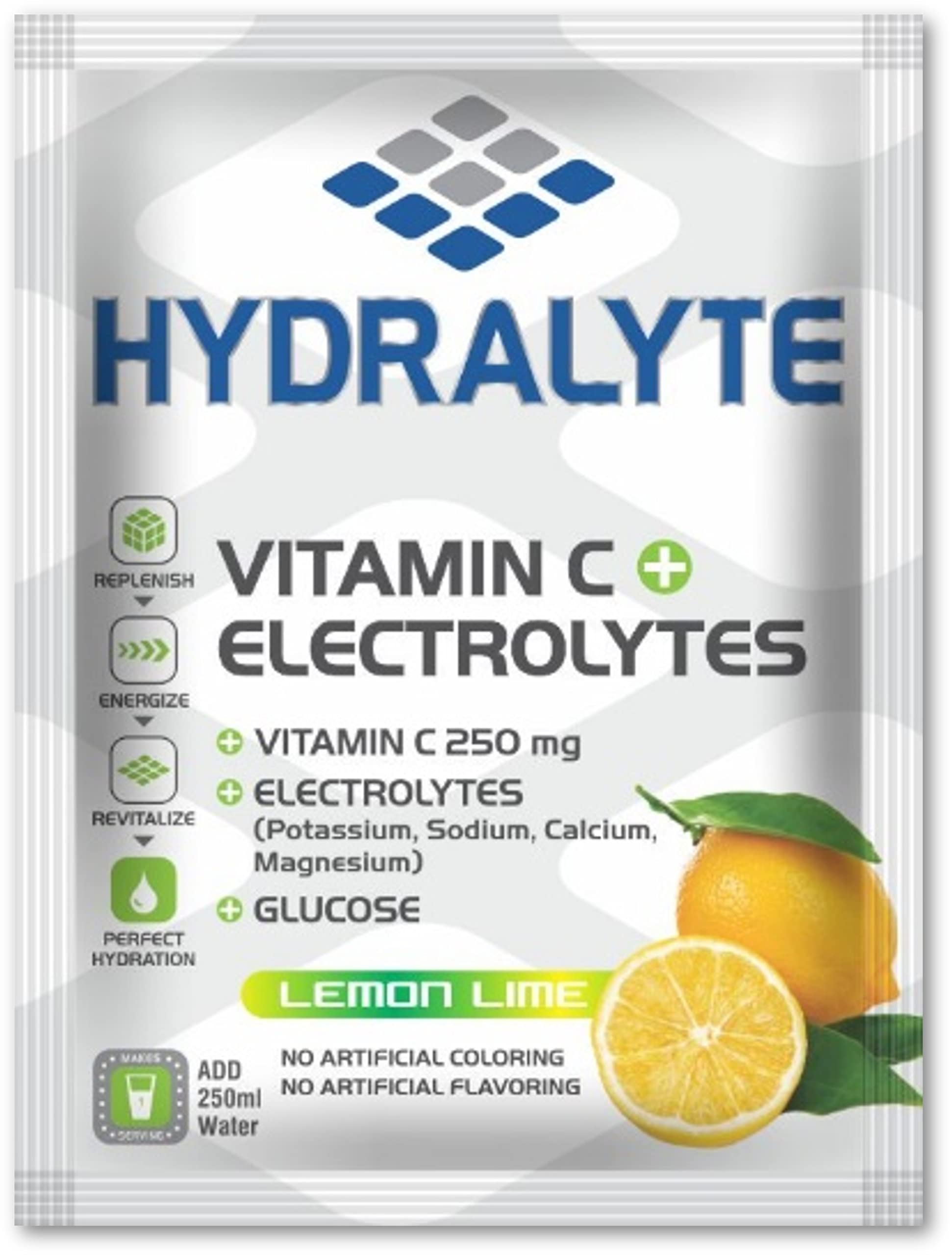 Hydralyte lemon lime single serve packet Vitamin C plus electrolytes electrolyte hydration powder for rehydration