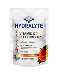 Hydralyte Vitamin C plus electrolytes zesty orange pouch hydration sports drink powder orange flavor 40 sachets