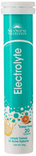 Effervescent rehydration tablets tube with teal label and orange flavor, 20 tablets