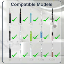 Electric toothbrush charger base shown with multiple compatible toothbrush models