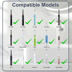 Oral B Pro 3 electric toothbrush charger compatibility chart showing multiple compatible Oral B models with check marks