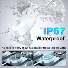 Waterproof electric toothbrush charger base with cable shown in splash water