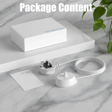 Electric toothbrush charger kit with base, cable, and plug on a tabletop