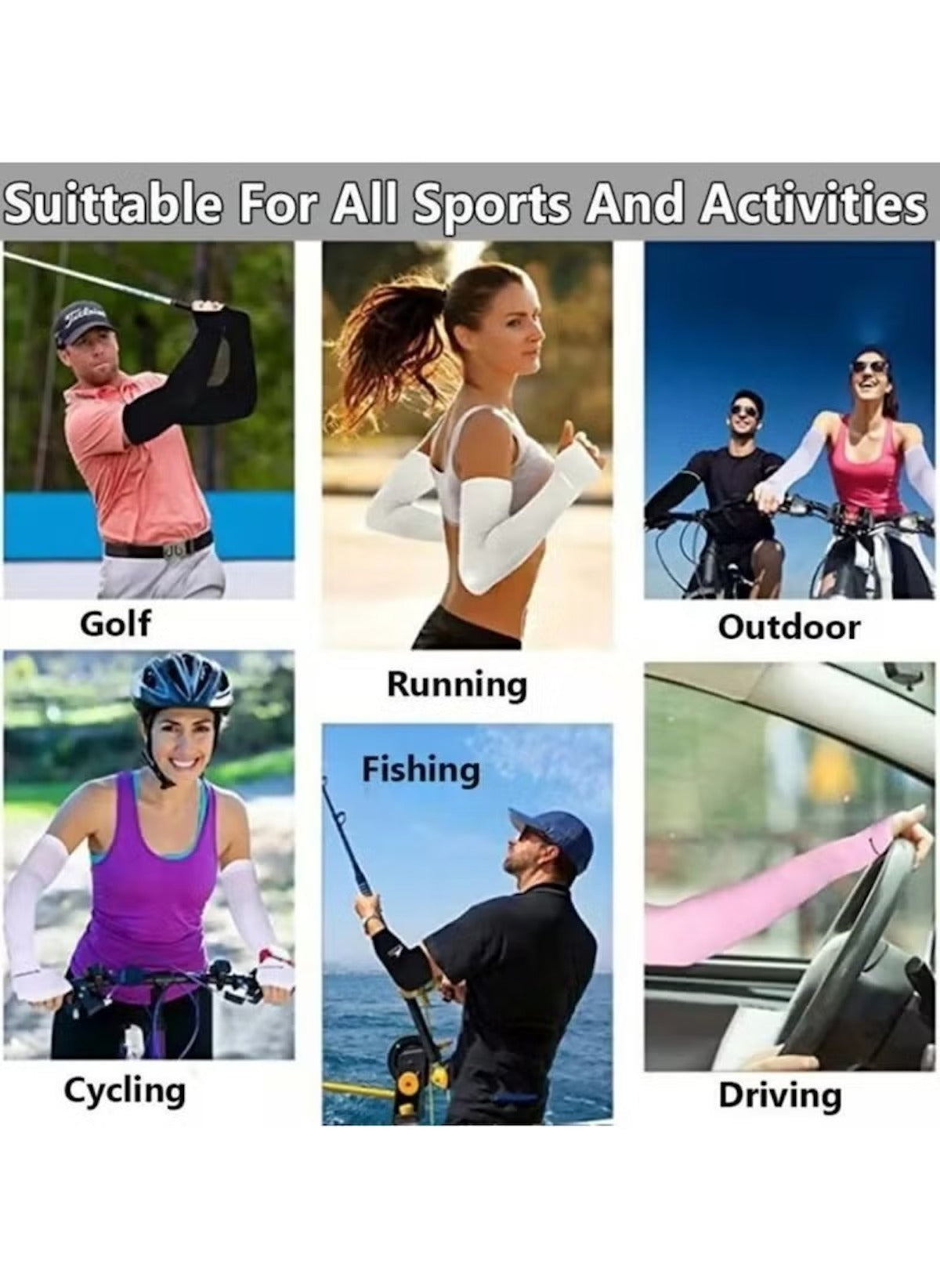 Huitich ice silk UV protection sleeves worn during golf running outdoor cycling fishing and driving activities
