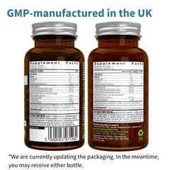 Igennus two brown supplement bottles showing supplement facts and GMP manufactured label vegan omega 3 supplement UAE