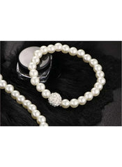 Faux pearl necklace and bracelet set with sparkling charm detail