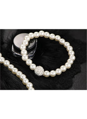 Huitich imitation pearl jewelry set featuring a pearl bracelet with a decorative rhinestone bead