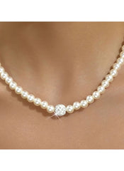 Huitich imitation pearl jewelry set featuring a classic pearl necklace with a sparkling central bead