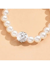 Huitich imitation pearl jewelry set featuring a pearl necklace with a rhinestone-studded clasp